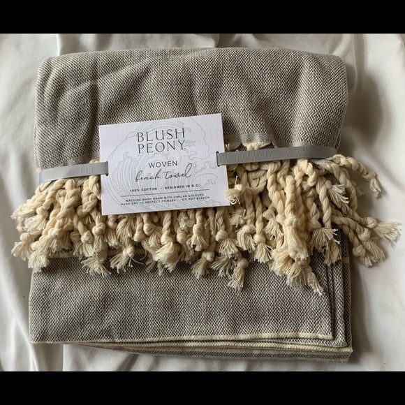 Blush Peony Woven Beach Towel - Picture 1 of 1